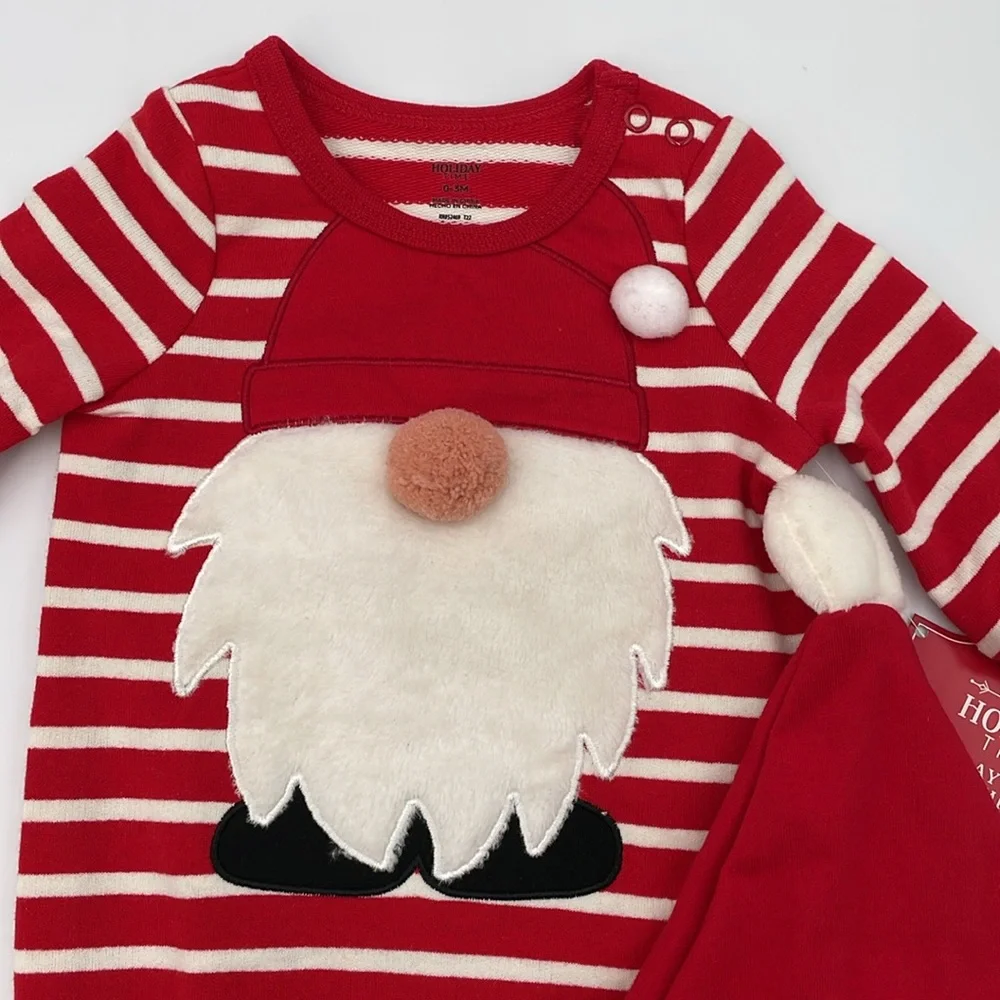 Baby Santa Gnome Onesie Romper Christmas Outfit with‎ Santa Hat - 0-3M